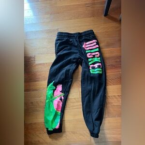 Wicked Pink & Green on black. Women’s Graphic Jogger Sweatpants.XS